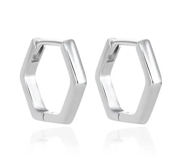 Agato Moderní stříbrné náušnice Šestiúhelník AGT-E226K