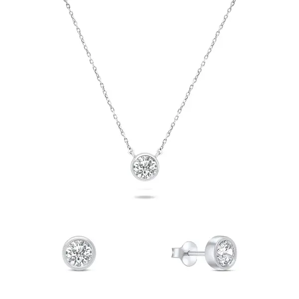 Brilio Silver Elegantní set stříbrných šperků se zirkony SET220W (náhrdelník, náušnice)