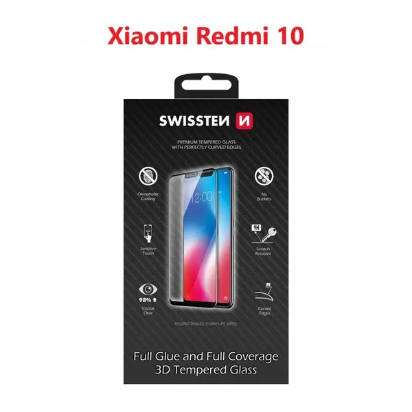 Tvrzené sklo Swissten Ultra Durable 3D Full Glue Glass pro Xiaomi Redmi 10 LTE, černá