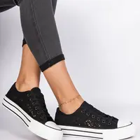 Gemre Black women's lace-up sneakers Fernansis