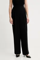 Kalhoty MICHAEL Michael Kors dámské, černá barva, široké, high waist, MR530RCENX