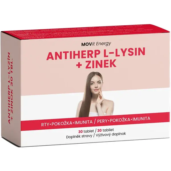 Movit Energy AntiHerp L-Lysin + Zinek tablety na podporu imunitného systému, pre krásnu pleť a nechty 30 tbl