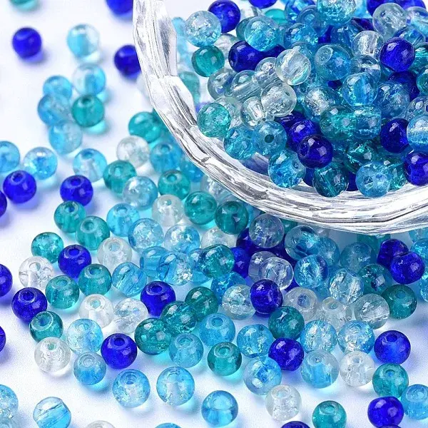 Baking Paint Crackle Glass Beads
