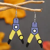 Back-to-School Pliers Shape Wood Dangle Earrings Accessories