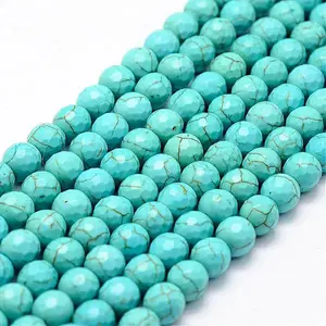 Faceted Synthetical Turquoise Beads Strands