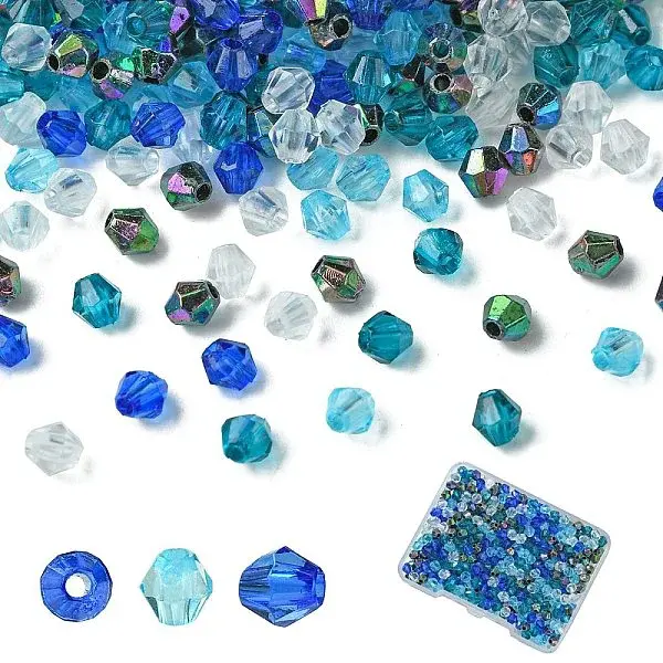 500Pcs 5 Colors Transparent Acrylic Beads