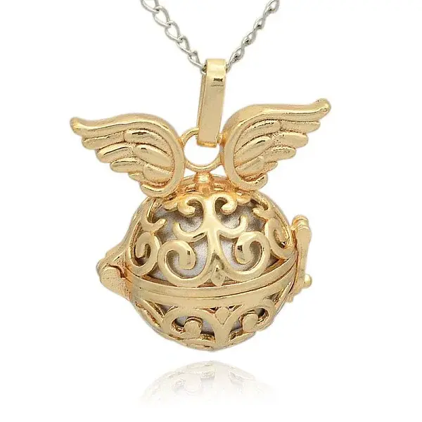 Golden Tone Brass Hollow Round Cage Pendants