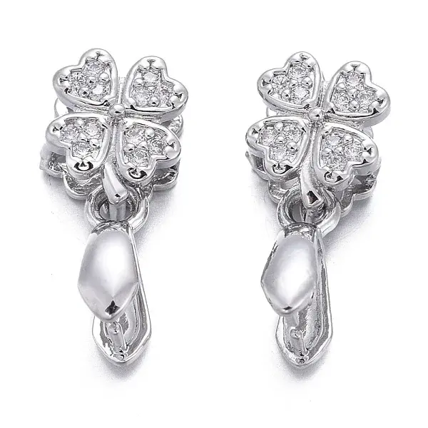 Brass Micro Pave Cubic Zirconia Ice Pick Pinch Bails