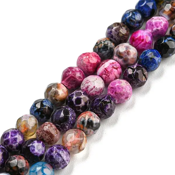 Dyed Natural Fire Crackle Agate Beads Strands