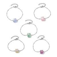 Electroplated Cube Natural Quartz Bead Link Bracelets