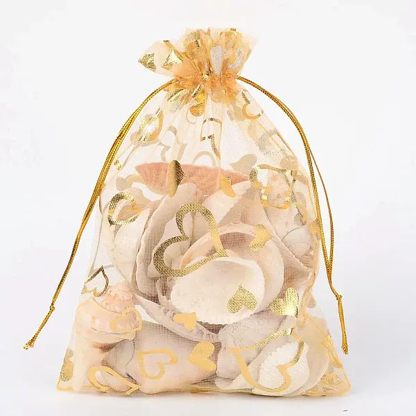 Heart Printed Organza Bags