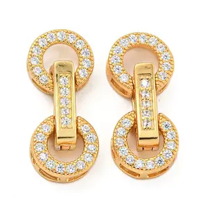 925 Sterling Silver Micro Pave Clear Cubic Zirconia Fold Over Clasps