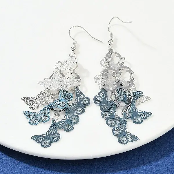 430 Stainless Steel Butterfly Dangle Earrings