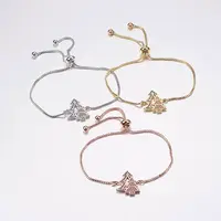 Adjustable Brass Micro Pave Cubic Zirconia Bolo Bracelets