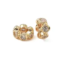 Brass Micro Pave Cubic Zirconia Beads