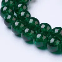 1Strand Dark Green Transparent Crackle Glass Round Beads Strands