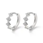Brass Micro Pave Cubic Zirconia Hoop Earrings