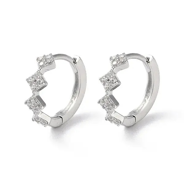 Brass Micro Pave Cubic Zirconia Hoop Earrings