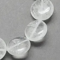 Flat Round Gemstone Natural Quartz Crystal Beads Strands