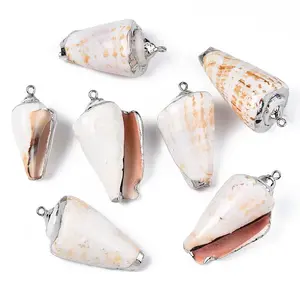 Electroplate Natural Spiral Shell Pendants