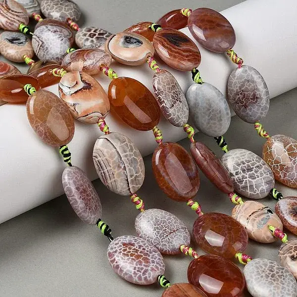Natural Fire Crackle Agate Beads Strands