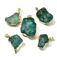 Raw Rough Natural Dyed Quartz Crystal Pendants