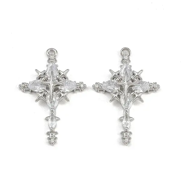 Brass Micro Pave Cubic Zirconia Pendants