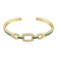 Cubic Zirconia Oval & Fish Open Cuff Bangle