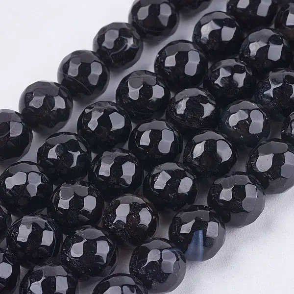 Natural Madagascar Black Agate Bead Strands