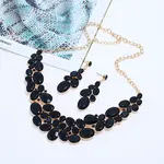 Oval Alloy Glass Stud Earrings & Bib Necklaces Sets for Women