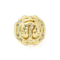 Brass Micro Pave Cubic Zirconia Beads