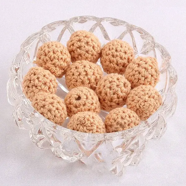 Handmade Woolen Macrame Wooden Pom Pom Ball Beads