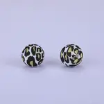 Printed Round with Leopard Print Pattern Silicone Focal Beads