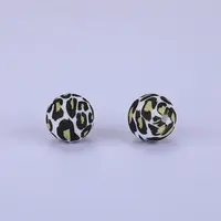 Printed Round with Leopard Print Pattern Silicone Focal Beads