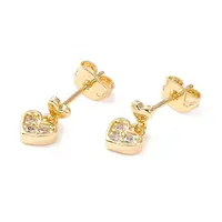 Cubic Zirconia Heart Dangle Stud Earrings