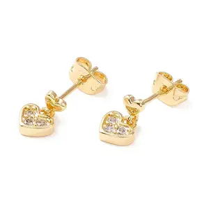 Cubic Zirconia Heart Dangle Stud Earrings
