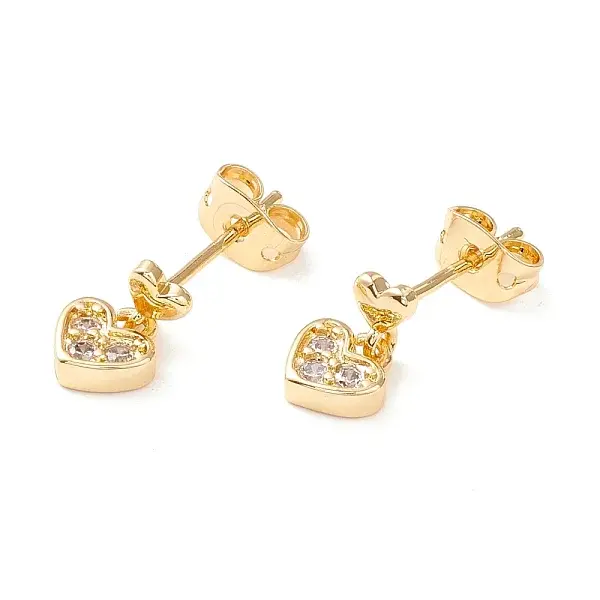 Cubic Zirconia Heart Dangle Stud Earrings