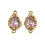 Ion Plating(IP) 304 Stainless Steel Cubic Zirconia Teardrop Links Connector Charms