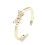 Clear Cubic Zirconia Butterfly Open Cuff Ring