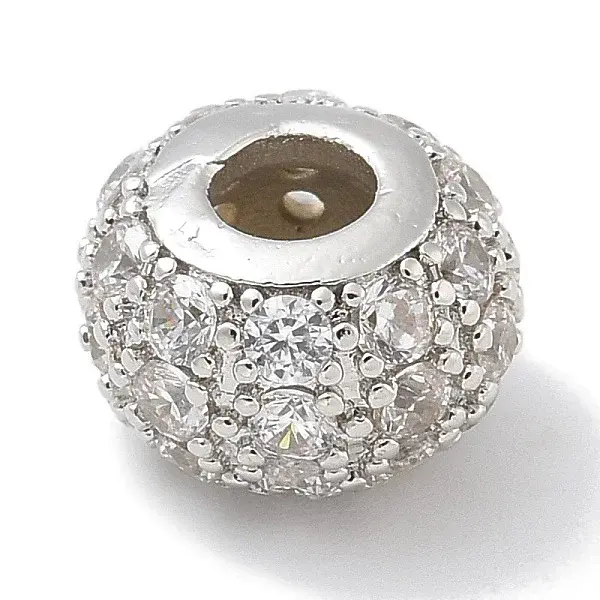 Rack Plating Brass Micro Pave Cubic Zirconia Beads