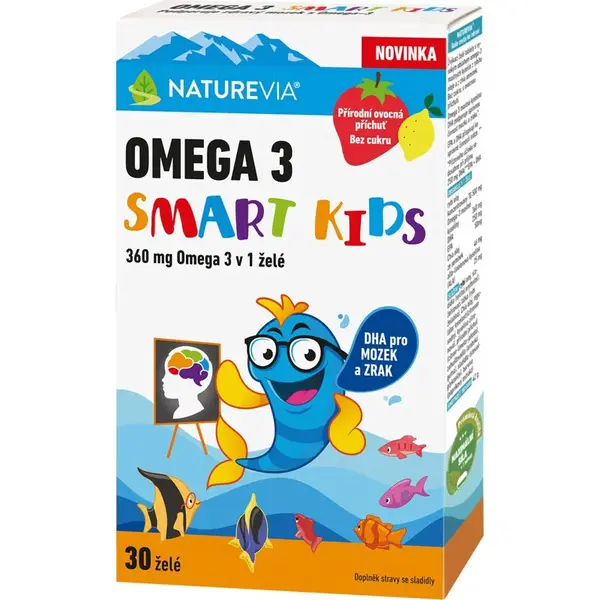 NatureVia Omega 3 Smart Kids želé bonbóny pro normální činnost srdce a mozku pro děti 30 ks