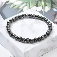 Brass Round Beaded Stretch Bracelets for Men Women