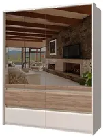 Čtyřdveřová šatní skříň se zrcadly a led osvětlením artemisia - dub