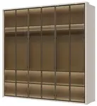 Šestidveřová prosklená šatní skříň s led osvětlením baptiste - béžová