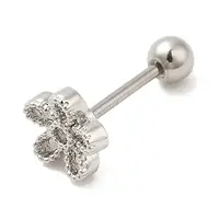 Brass Micro Pave Clear Cubic Zirconia Stud Earrings