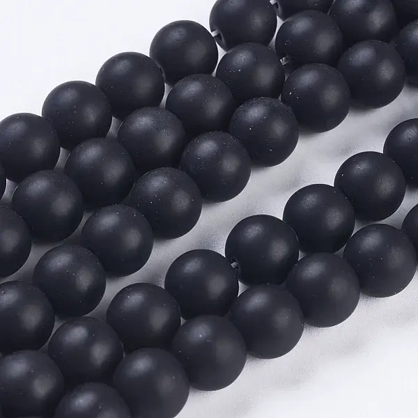 Synthetic Black Stone Bead Strands
