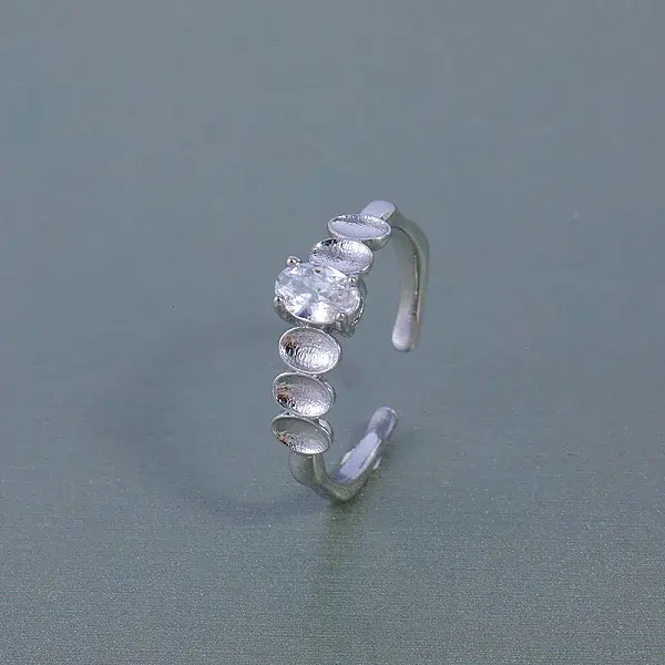 Brass Micro Pave Clear Cubic Zirconia Cuff Rings for Women