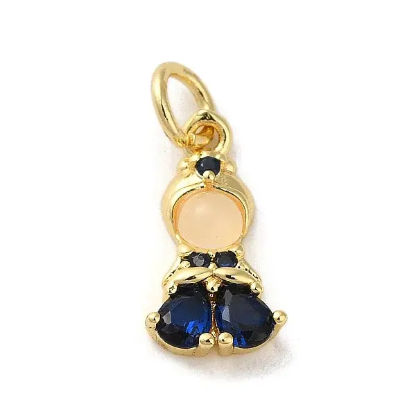 Brass Micro Pave Colorful Cubic Zirconia Glass Pendants