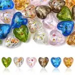 24Pcs 6 Colors Handmade Lampwork Silver Foil Glass Beads