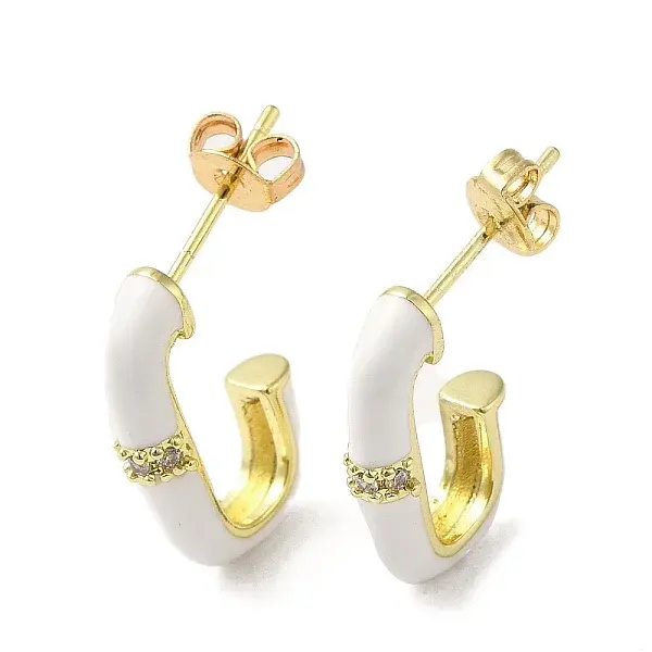 Golden Brass Oval Stud Earrings